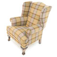 Contrast Upholstery Huxley Chair in Plaid Autumn Gold Above.